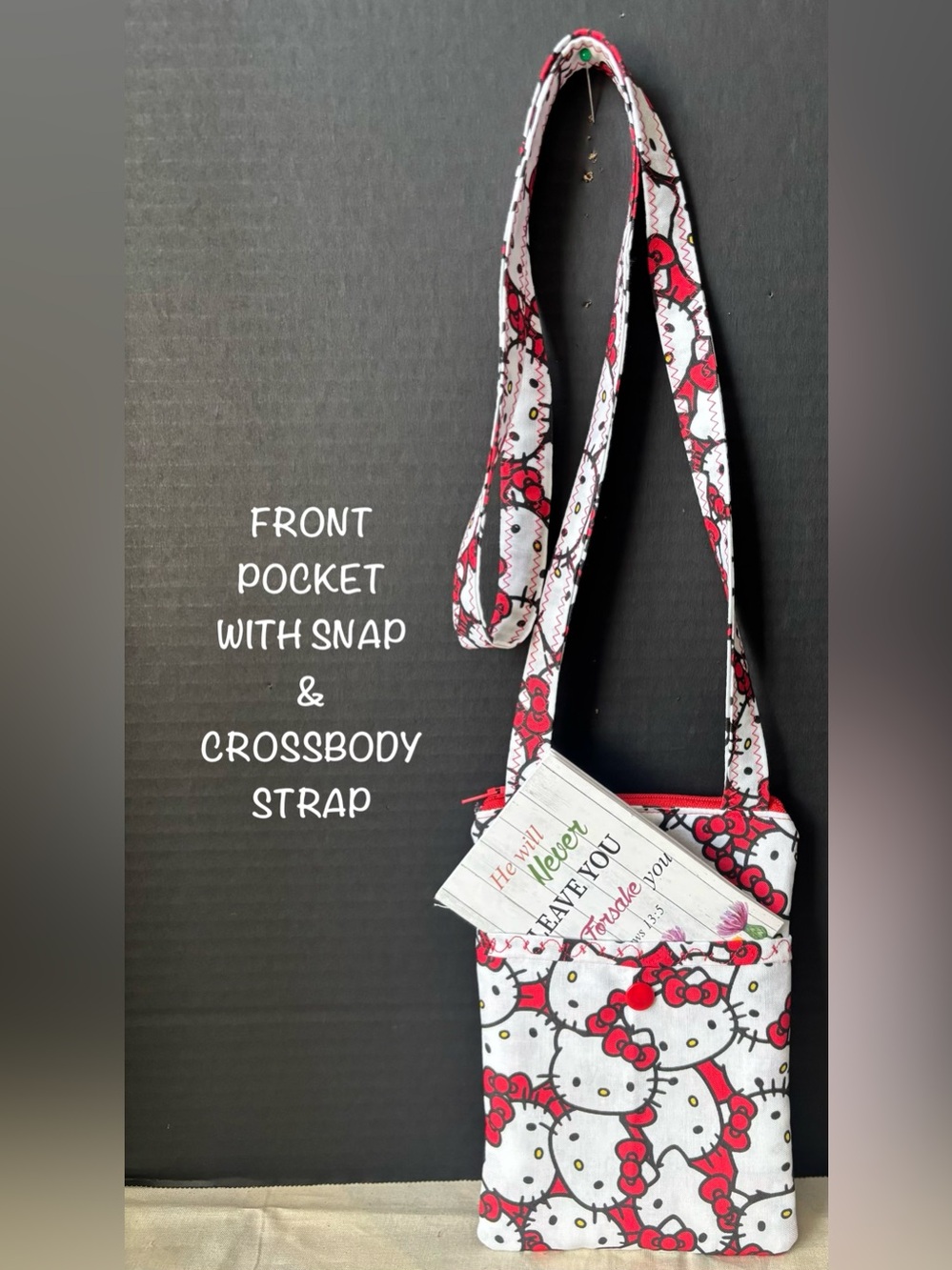 Love That Hello Kitty With Red Bows Quilted Tote & Phone Pouch & coin purse set - Picture 7 of 7